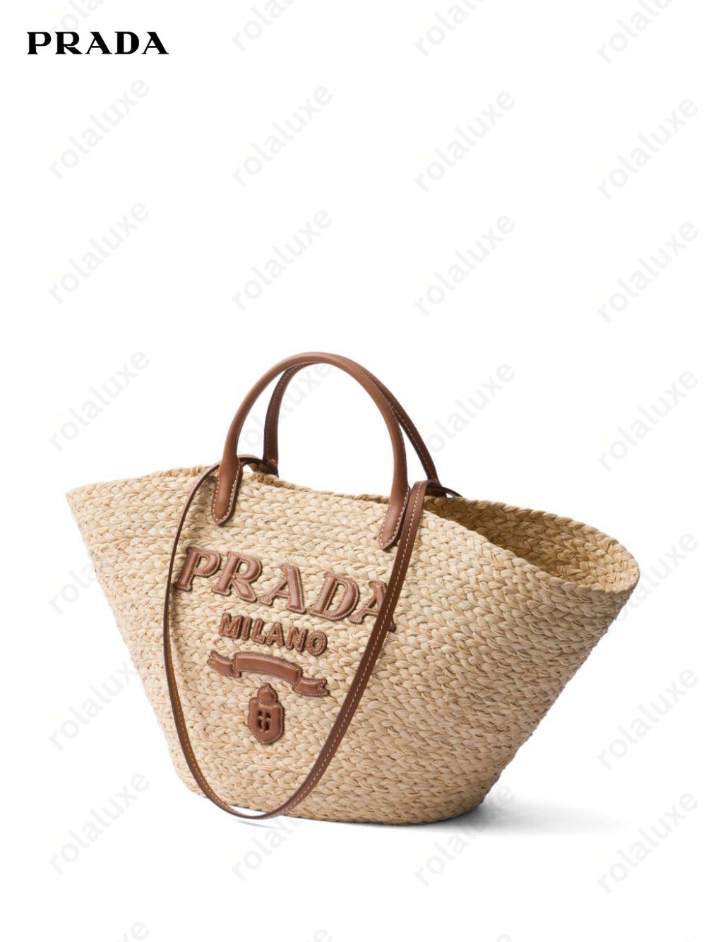 logo-appliqué woven tote bag