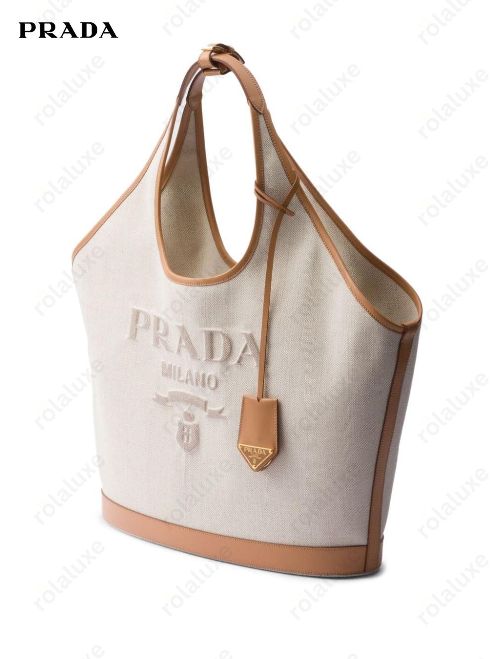 large logo-embroidered tote bag