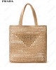 triangle-logo raffia tote bag