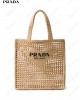 triangle-logo raffia tote bag