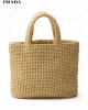 logo-embroidered straw tote bag