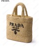 logo-embroidered straw tote bag