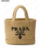 logo-embroidered straw tote bag