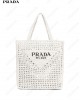 logo-print raffia tote bag