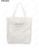 logo-print raffia tote bag