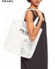 logo-print raffia tote bag