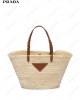 logo-patch raffia tote bag