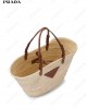 logo-patch raffia tote bag