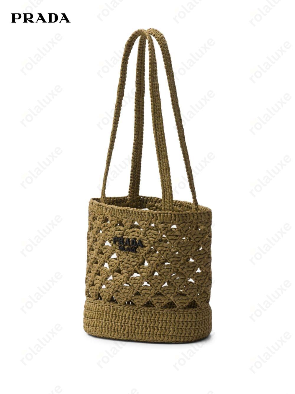 logo-lettering crochet shoulder bag