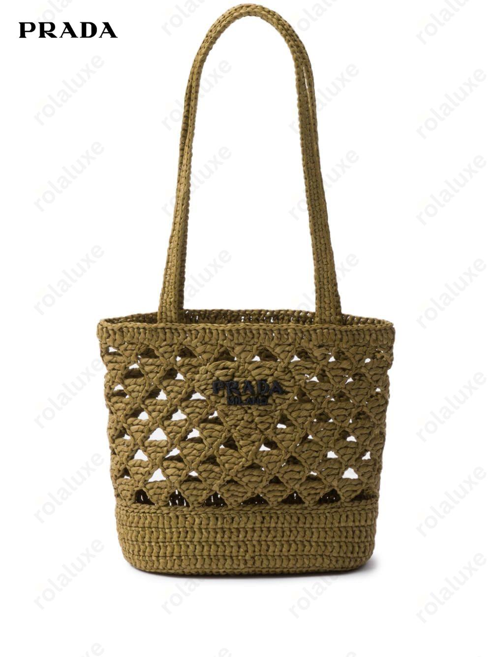 logo-lettering crochet shoulder bag