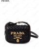 logo-embroidered interwoven shoulder bag