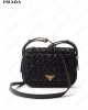 logo-embroidered interwoven shoulder bag