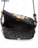 logo-embroidered interwoven shoulder bag