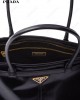 large enamel triangle logo belted handbag