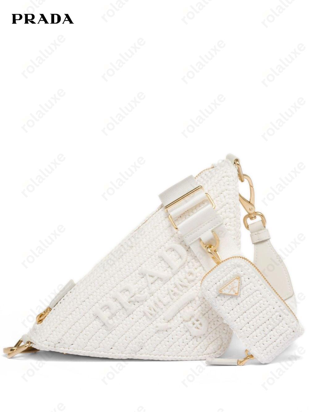 Triangle logo-embroidered shoulder bag