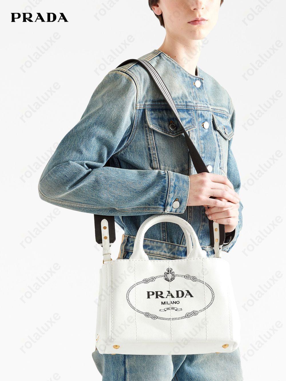 logo-print canvas tote bag