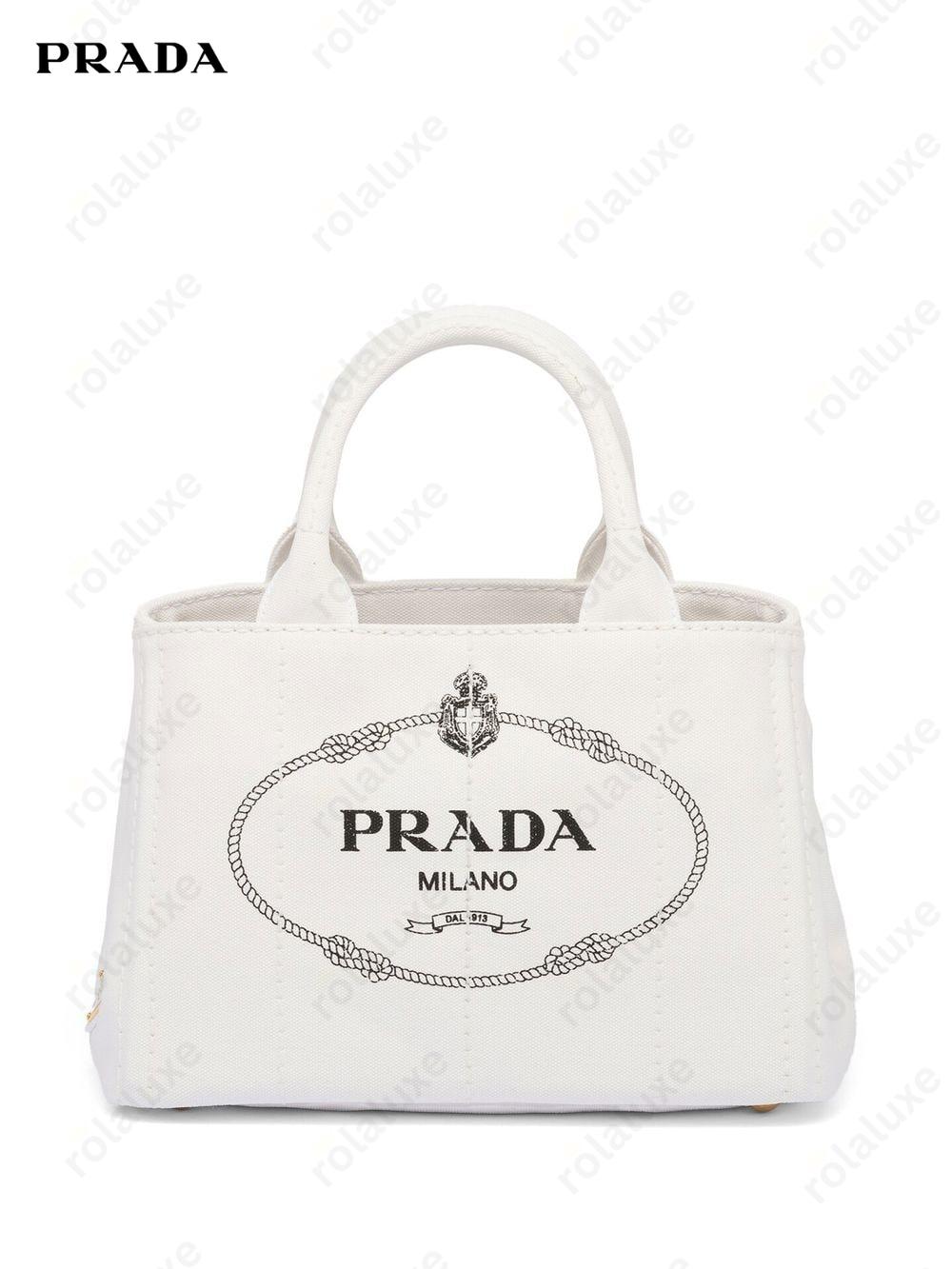 logo-print canvas tote bag